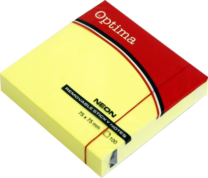 OPTIMA POST IT 75*75 NEON ZUTI 100L