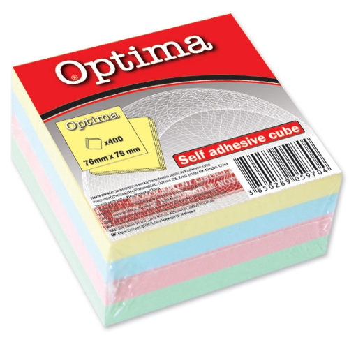 OPTIMA POST IT 76*76 KOCKA PASTEL 400L